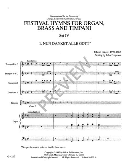 Festival Hymns for Organ, Brass, and Timpani - Volume 4, General