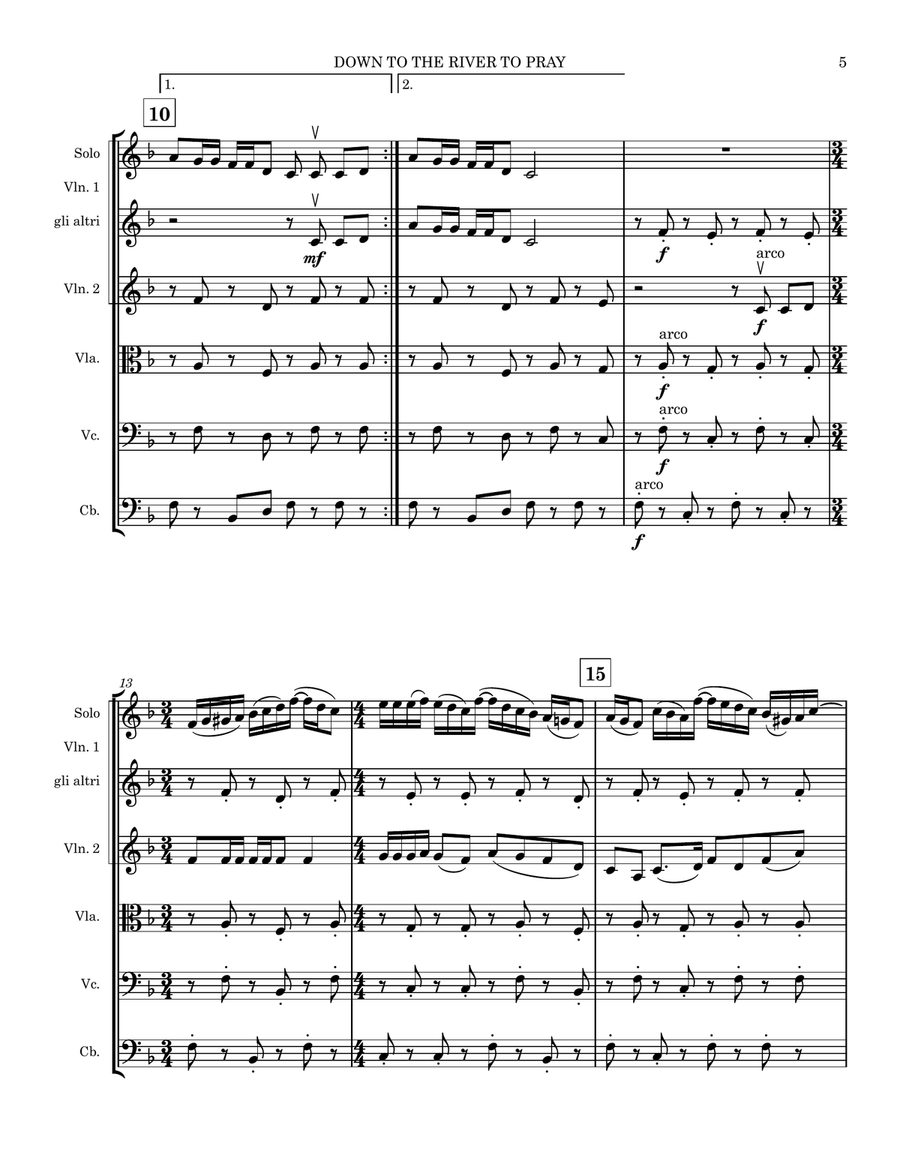 Down to the River to Pray String Orchestra scores gallery preview page 5