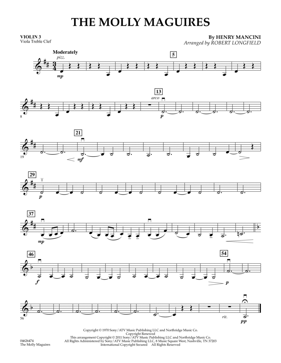 The Molly Maguires - Violin 3 (Viola Treble Clef)
