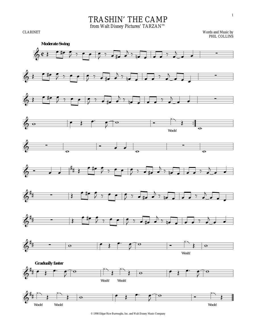 Trashin' The Camp Clarinet Solo scores gallery preview page 1