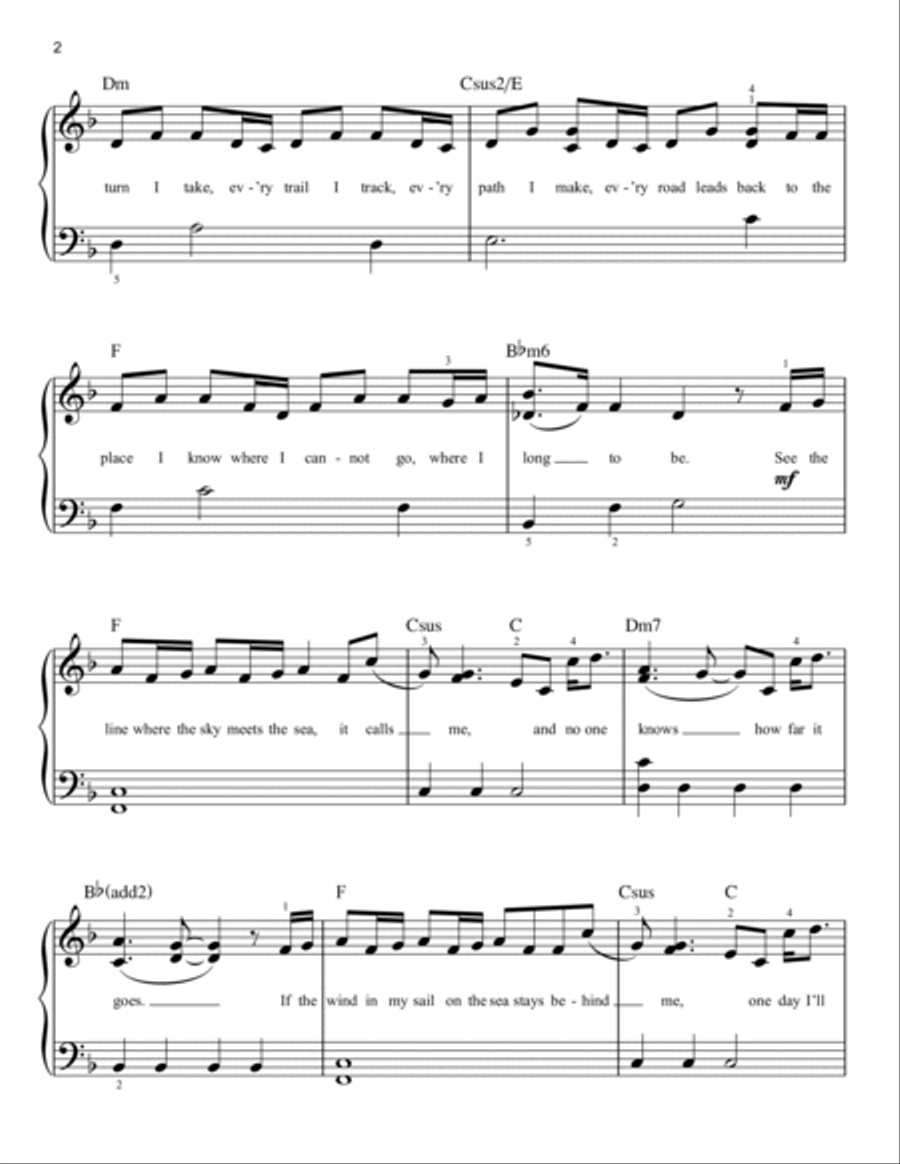 How Far I'll Go (from Moana) Easy Piano scores gallery preview page 2