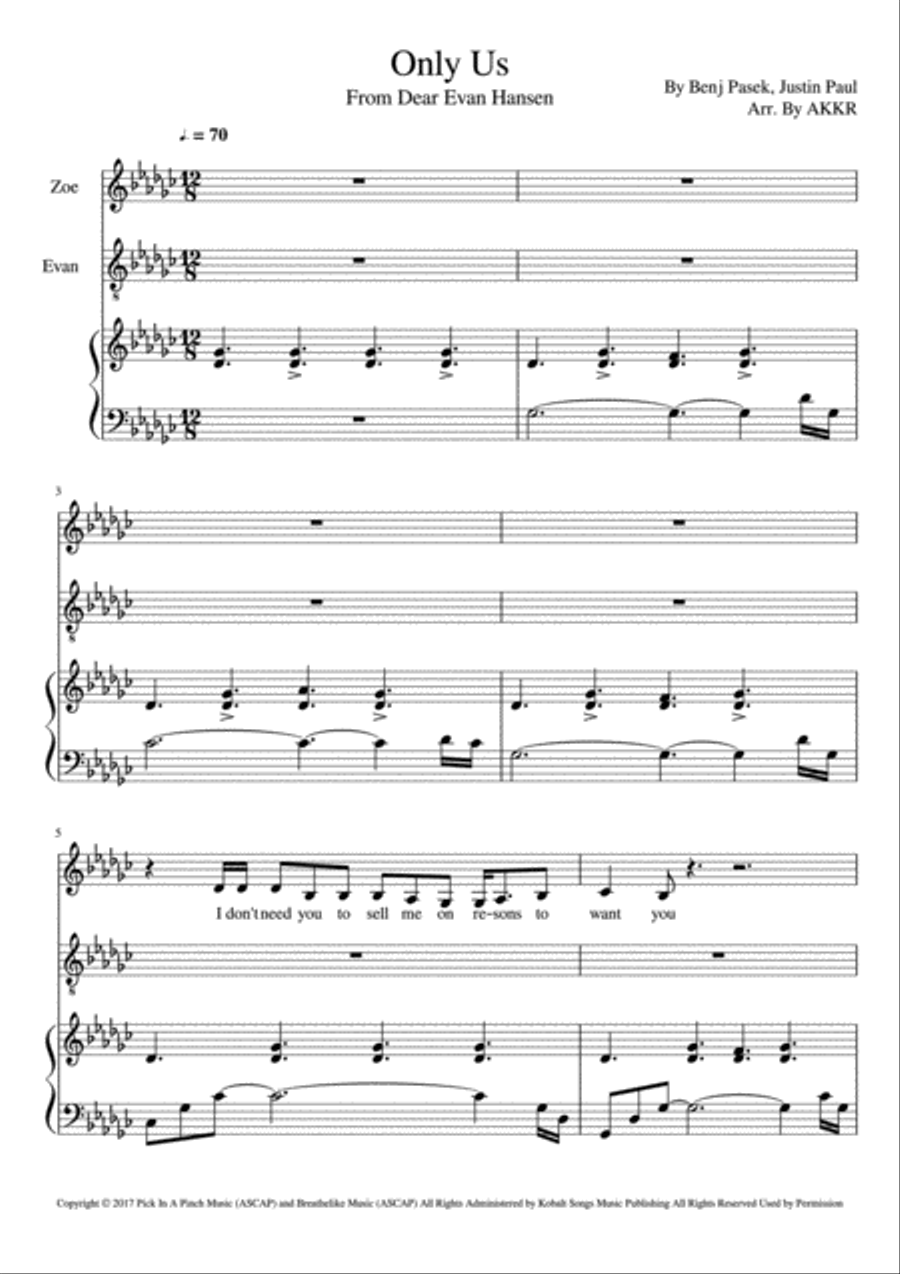 Only Us Piano scores gallery preview page 1