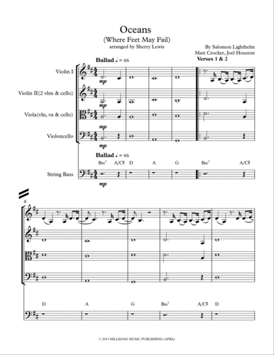 Oceans (where Feet May Fail) String Trio scores gallery preview page 4