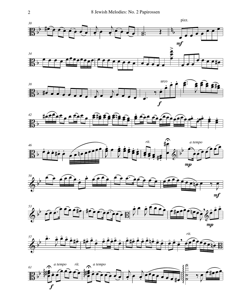 Papirossen (Lament of the cheap-cigarette seller) for viola solo Viola Solo scores gallery preview page 2