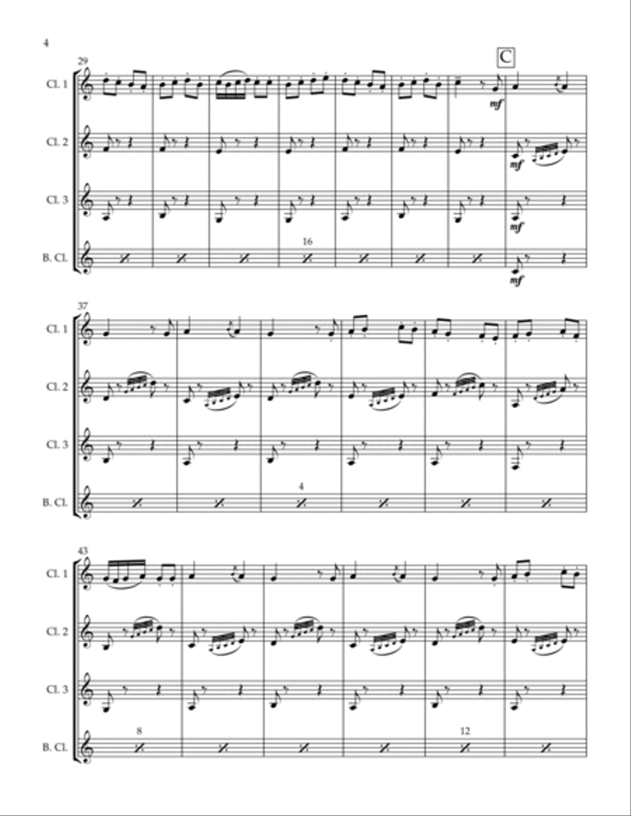 Farandole from L'Arlesienne for Clarinet Quartet Clarinet Quartet scores gallery preview page 4