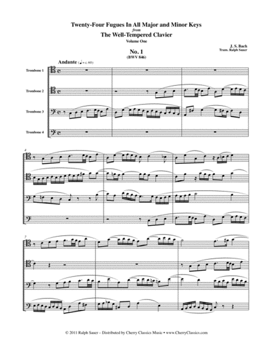 Twenty-Four Fugues from the Well Tempered Clavier volume 1 for Trombone Quartet