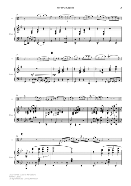Por Una Cabeza - Viola and Piano - Advanced (Full Score and Parts) image number null