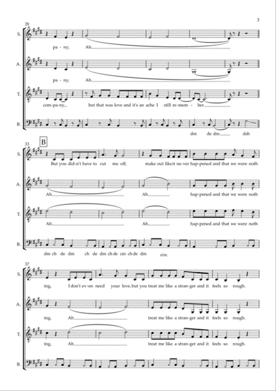 Somebody That I Used To Know 4-Part scores gallery preview page 3