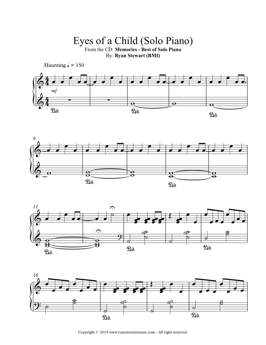 Eyes Of A Child (Solo Piano) Piano Solo scores gallery preview page 1