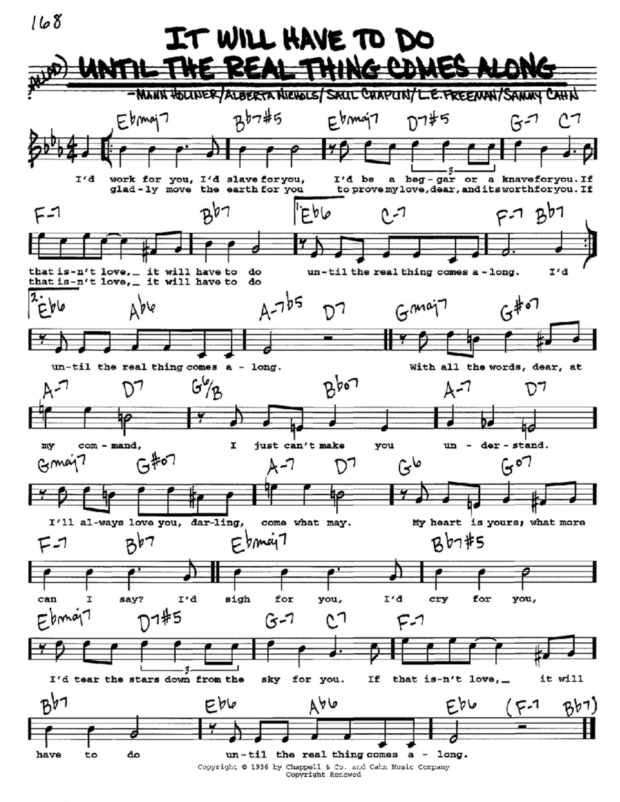 It Will Have To Do Until The Real Thing Comes Along Voice scores gallery preview page 1