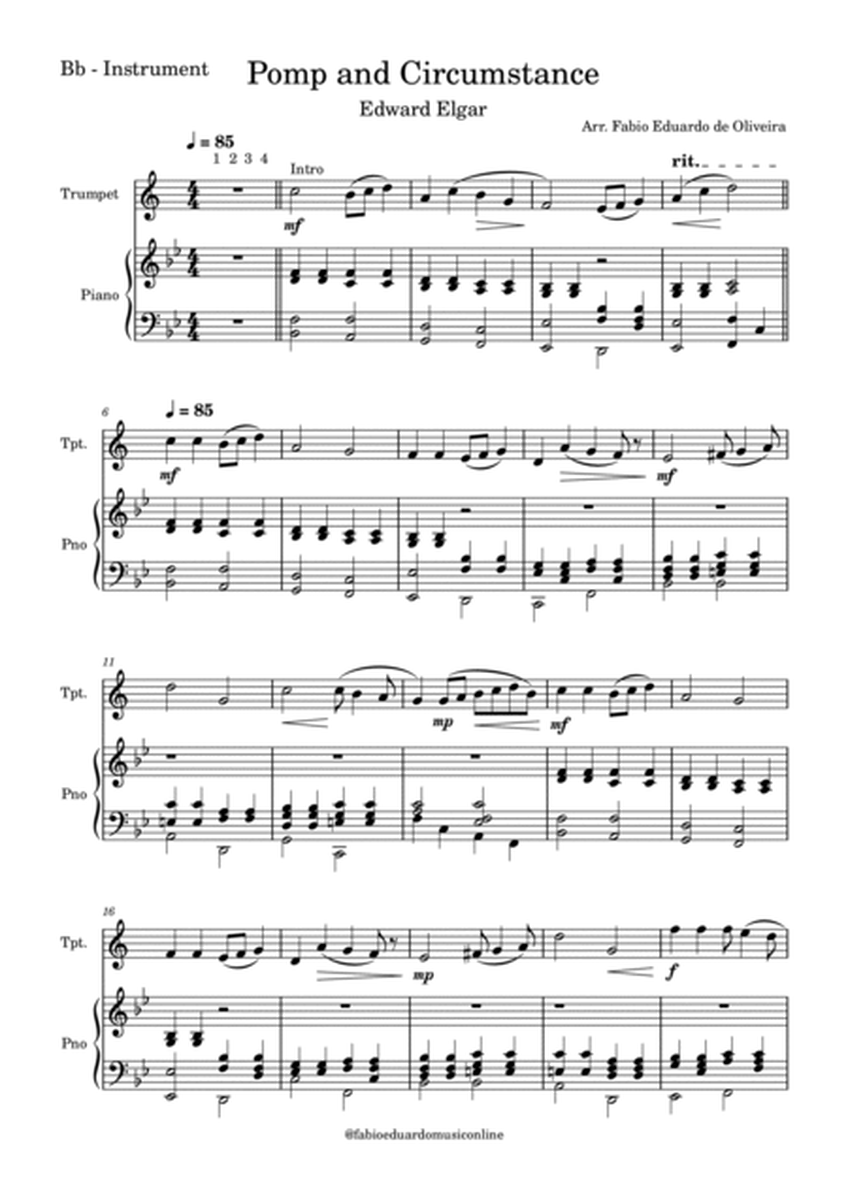 Pomp and Circumstance + FREE Mp3 Playback + PDF Solo and Piano Parts image number null