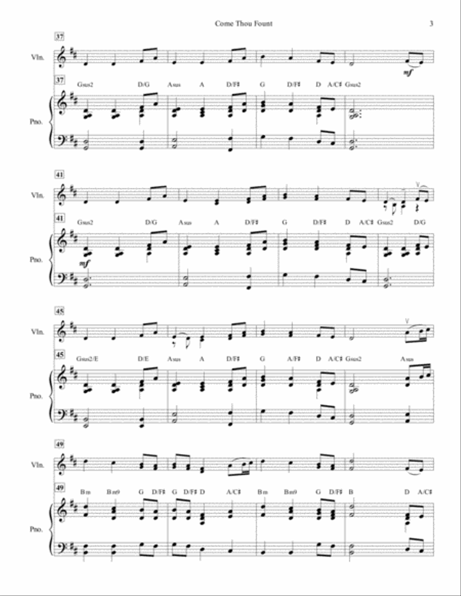 Come Thou Fount, for Solo Violin and Piano (feat. Stephanie Immordino) Violin Solo scores gallery preview page 4