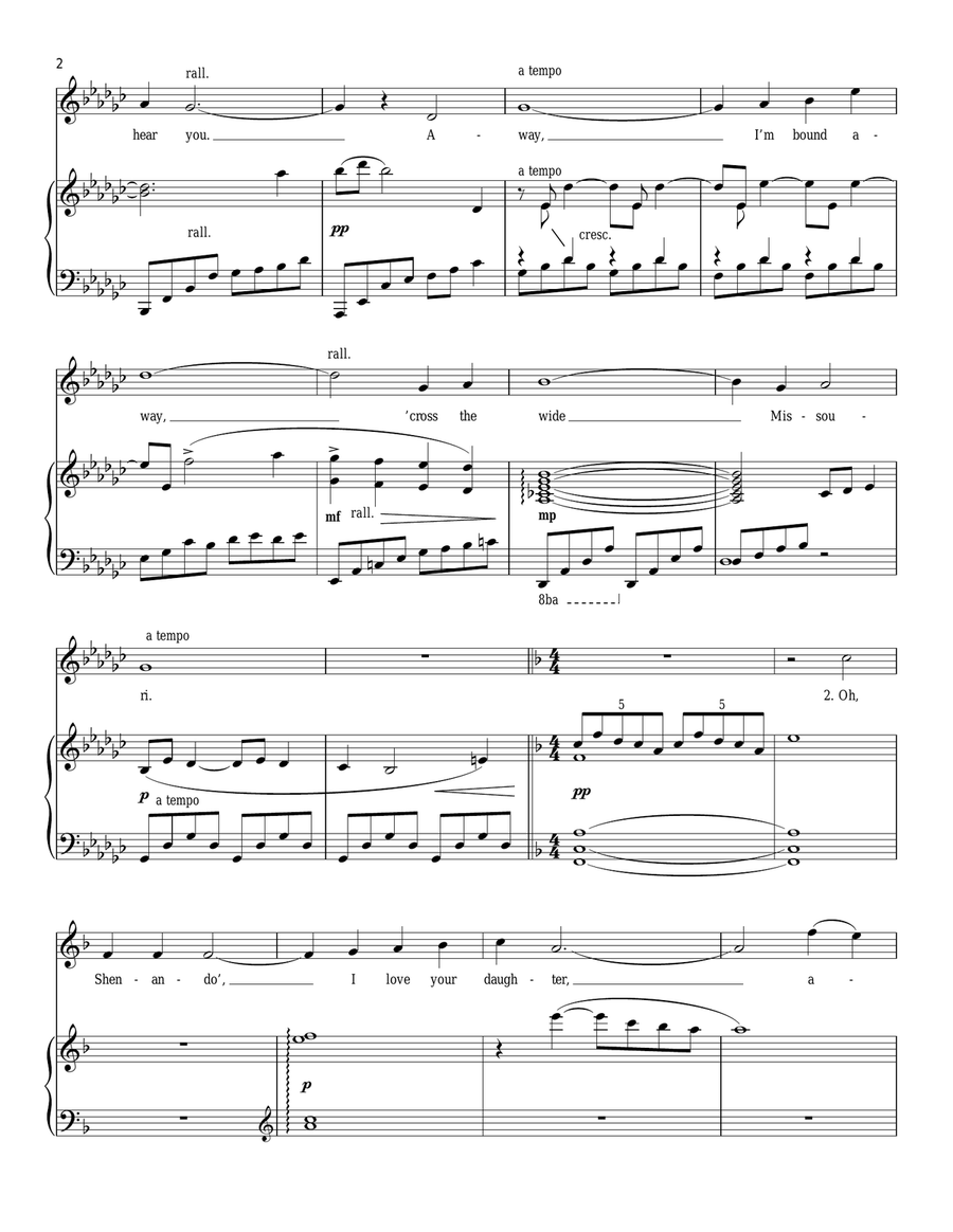 Shenandoah Piano, Vocal, Guitar scores gallery preview page 2