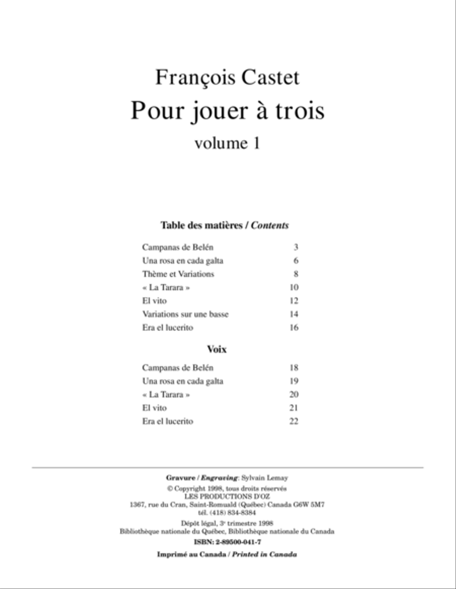 Pour jouer à trois Guitar Ensemble scores gallery preview page 1