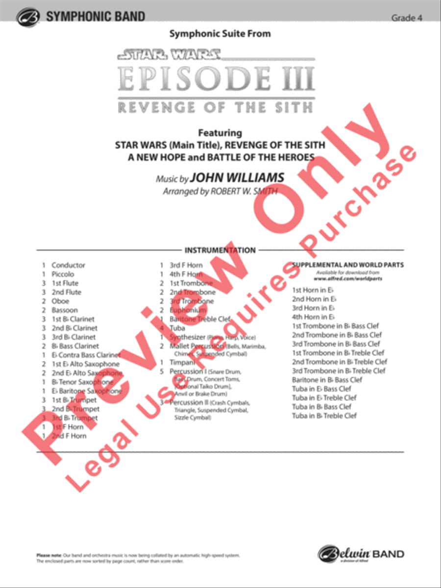Symphonic Suite from Star Wars: Episode III Revenge of the Sith Concert Band scores gallery preview page 2