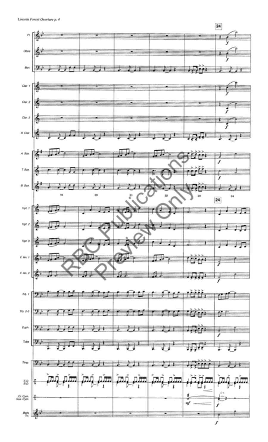 Lincoln Forest Overture (Score) Concert Band scores gallery preview page 7