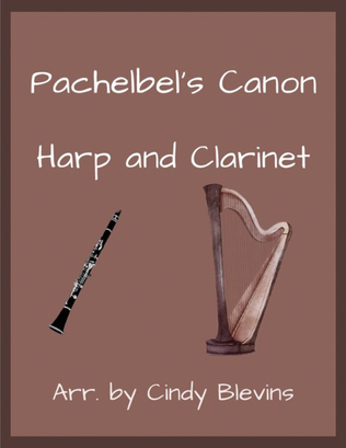 Book cover for Pachelbel's Canon in D (in G), for Harp and Clarinet