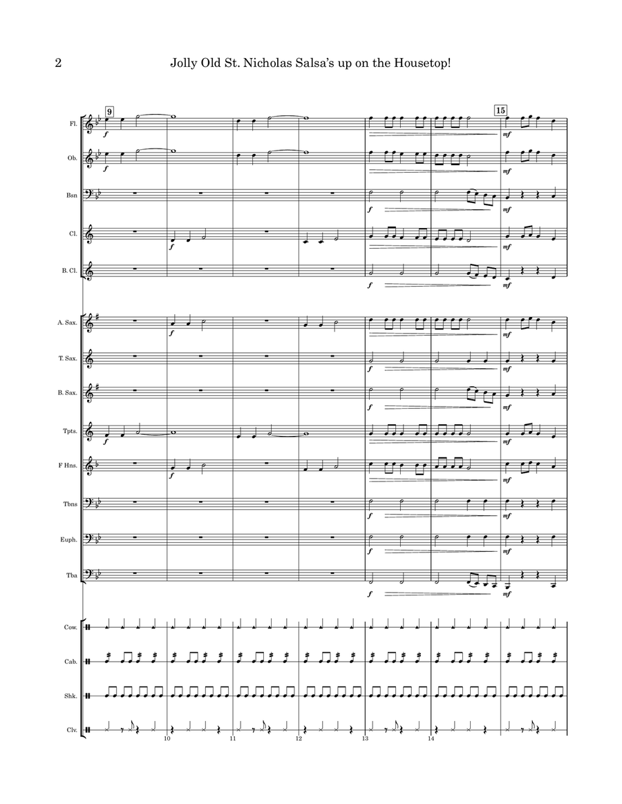 Jolly Old St. Nicholas Salsa’s up on the Housetop Concert Band scores gallery preview page 3