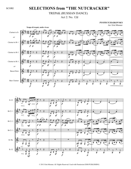Trepak from "The Nutcracker" for Clarinet Quartet