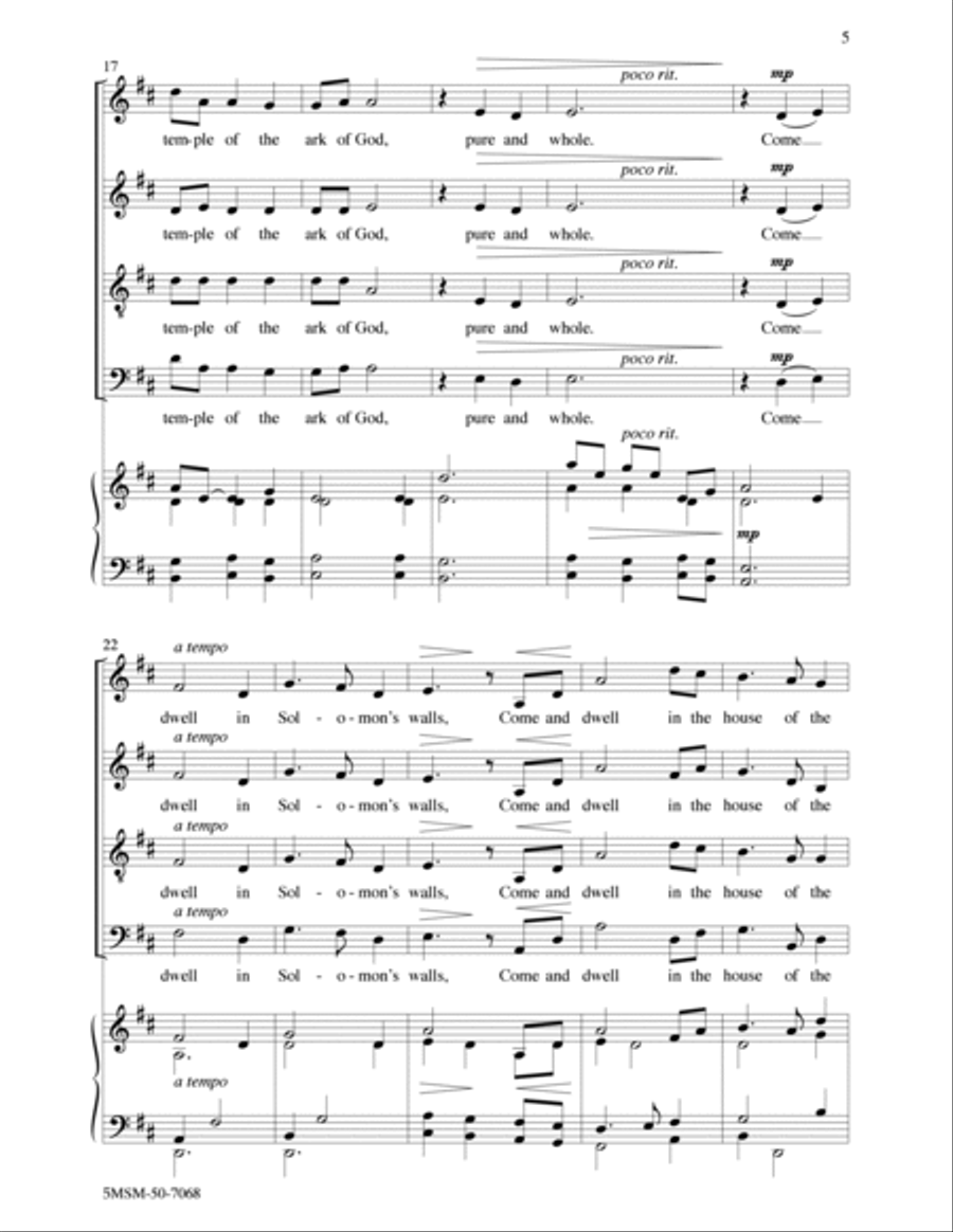 Come Dwell in Solomon's Walls 4-Part scores gallery preview page 3