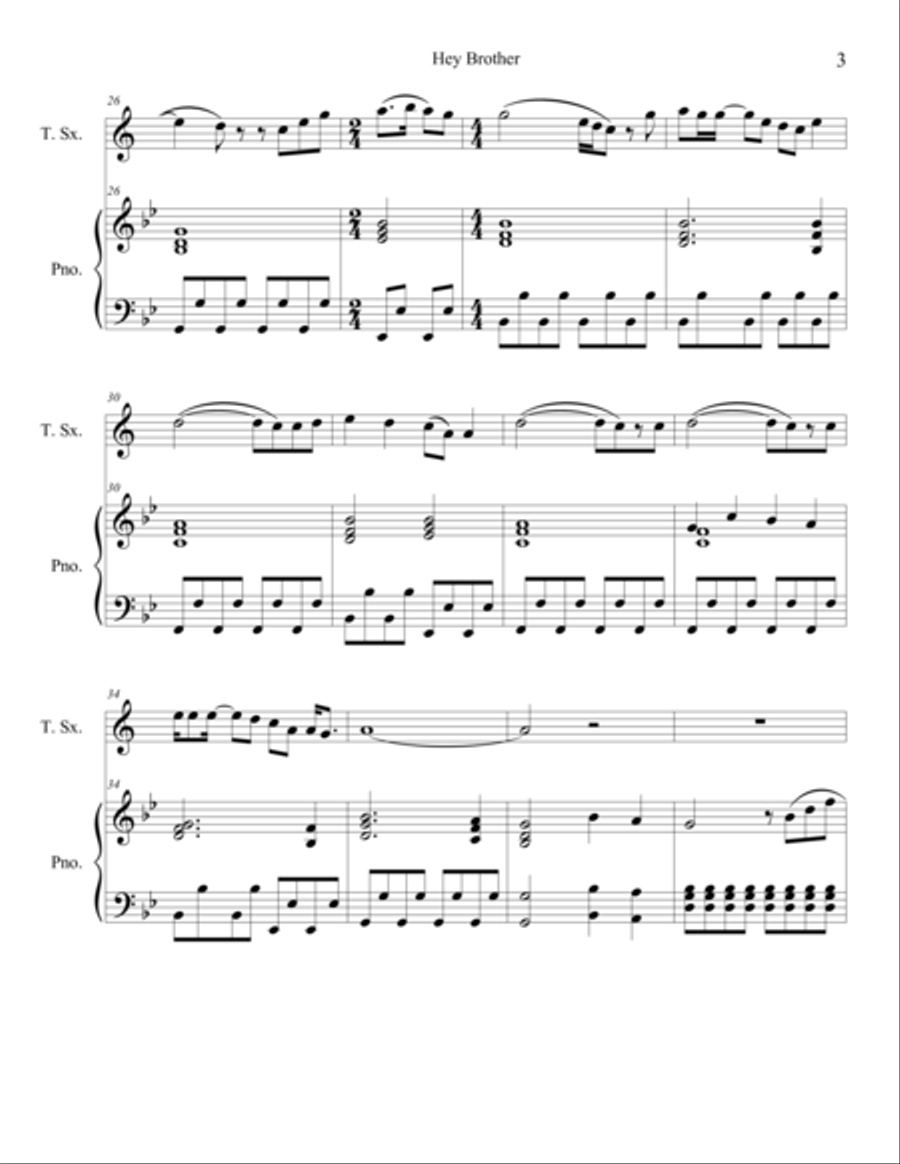 Hey Brother Woodwind Duet scores gallery preview page 3