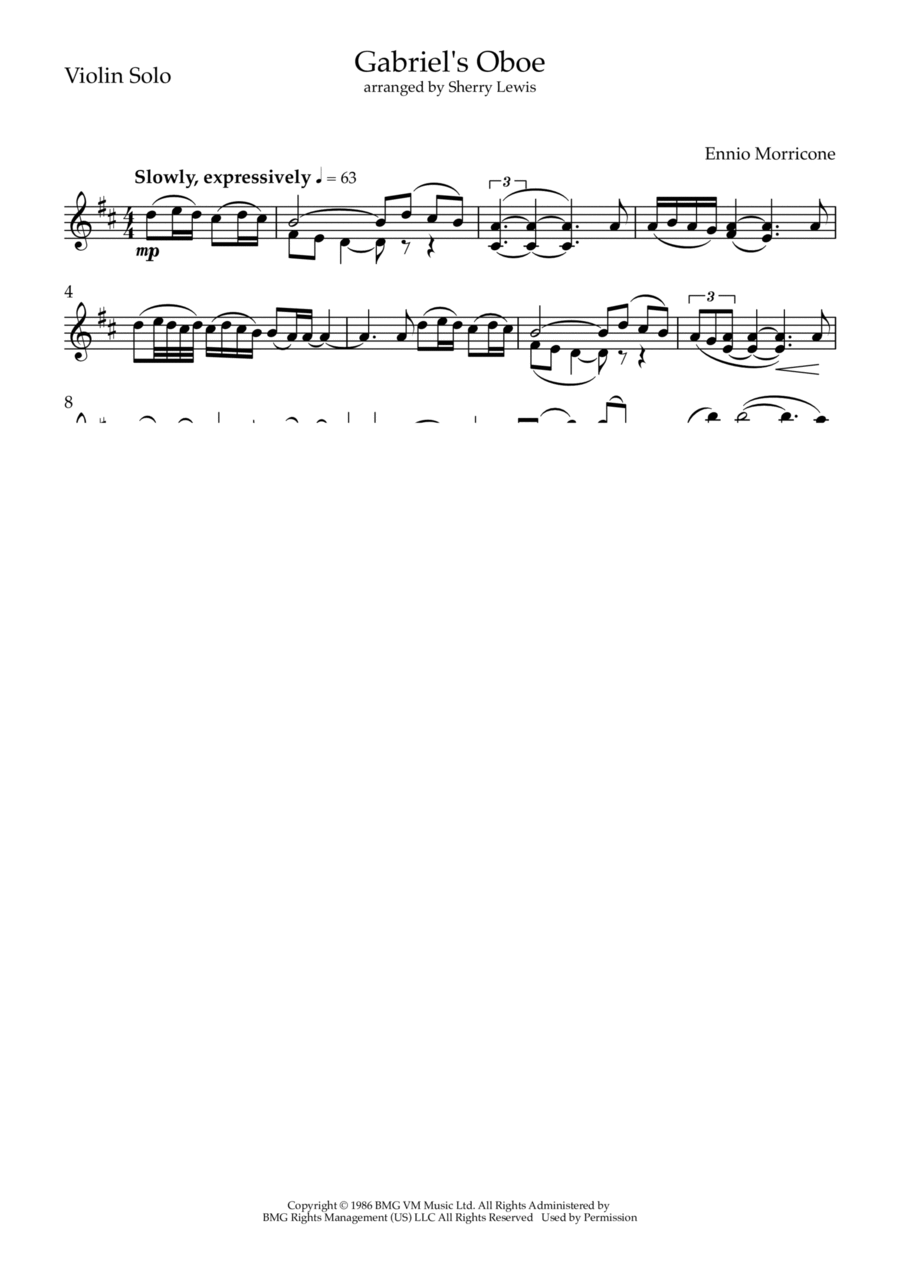 Gabriel's Oboe Violin Solo scores gallery preview page 1