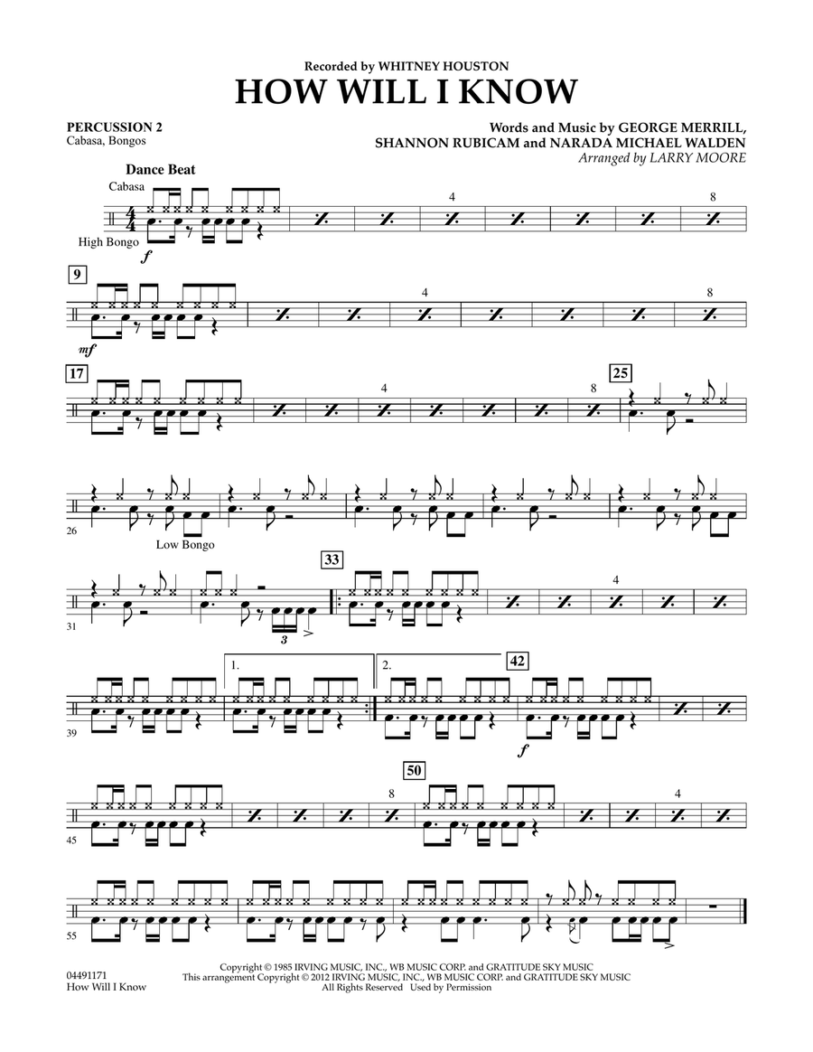 How Will I Know - Percussion 2
