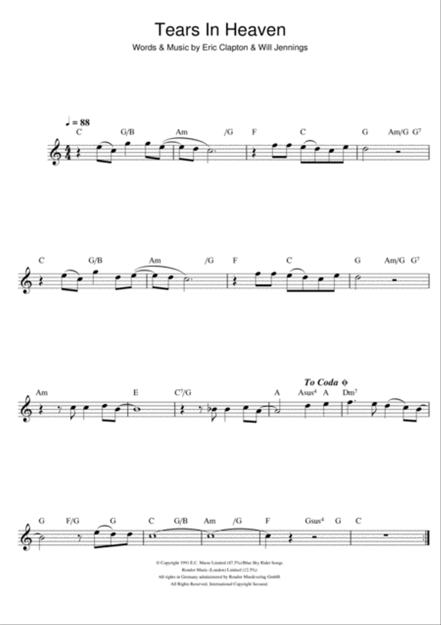 Tears In Heaven Flute Solo scores gallery preview page 1