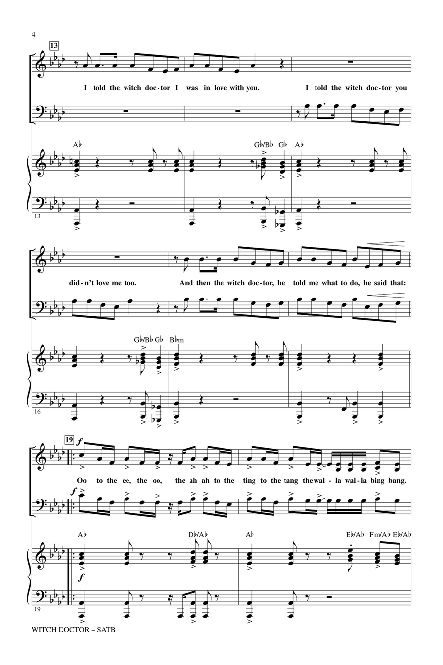Witch Doctor (from Alvin And The Chipmunks) 4-Part scores gallery preview page 3