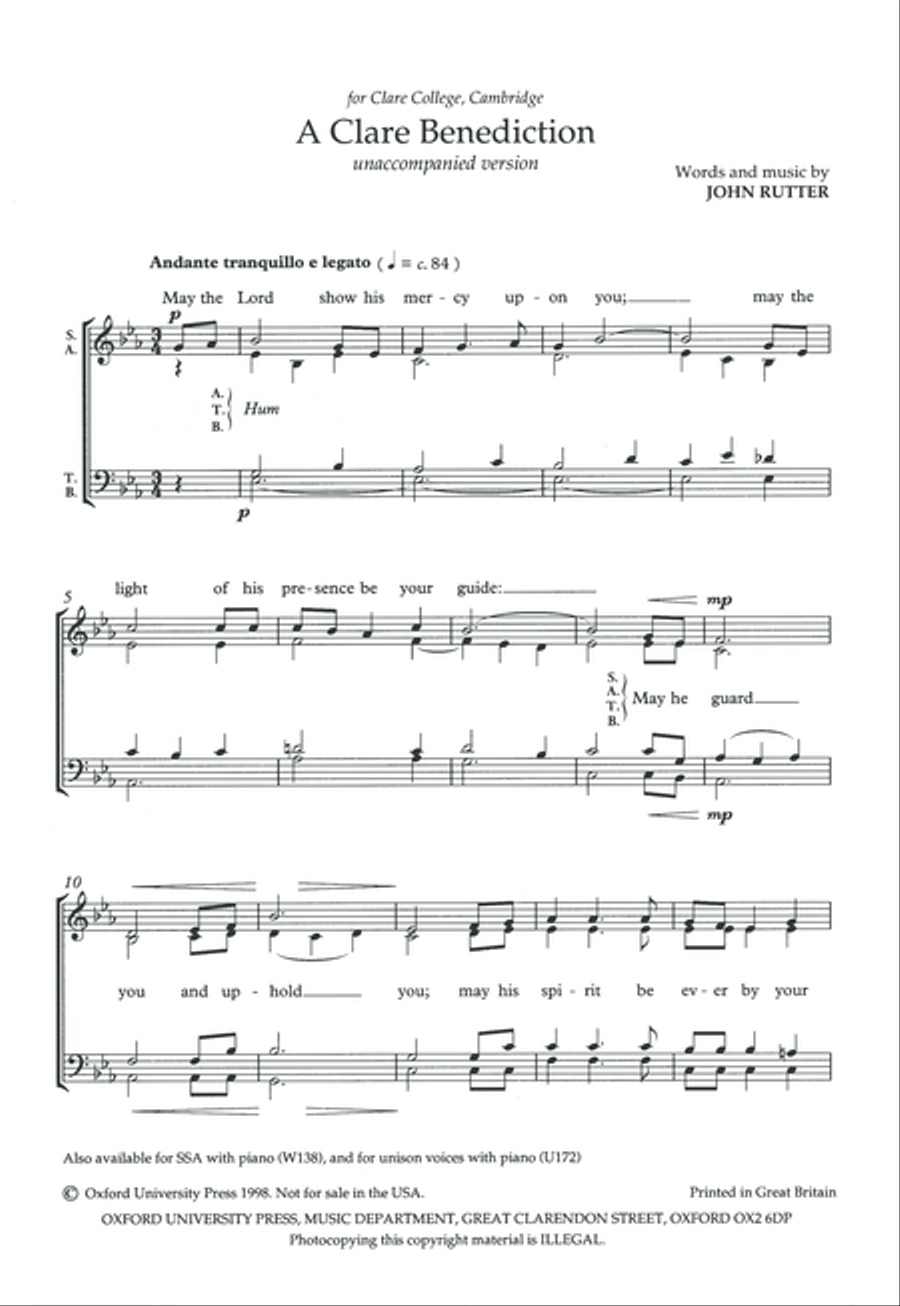 A Clare Benediction 4-Part scores gallery preview page 2