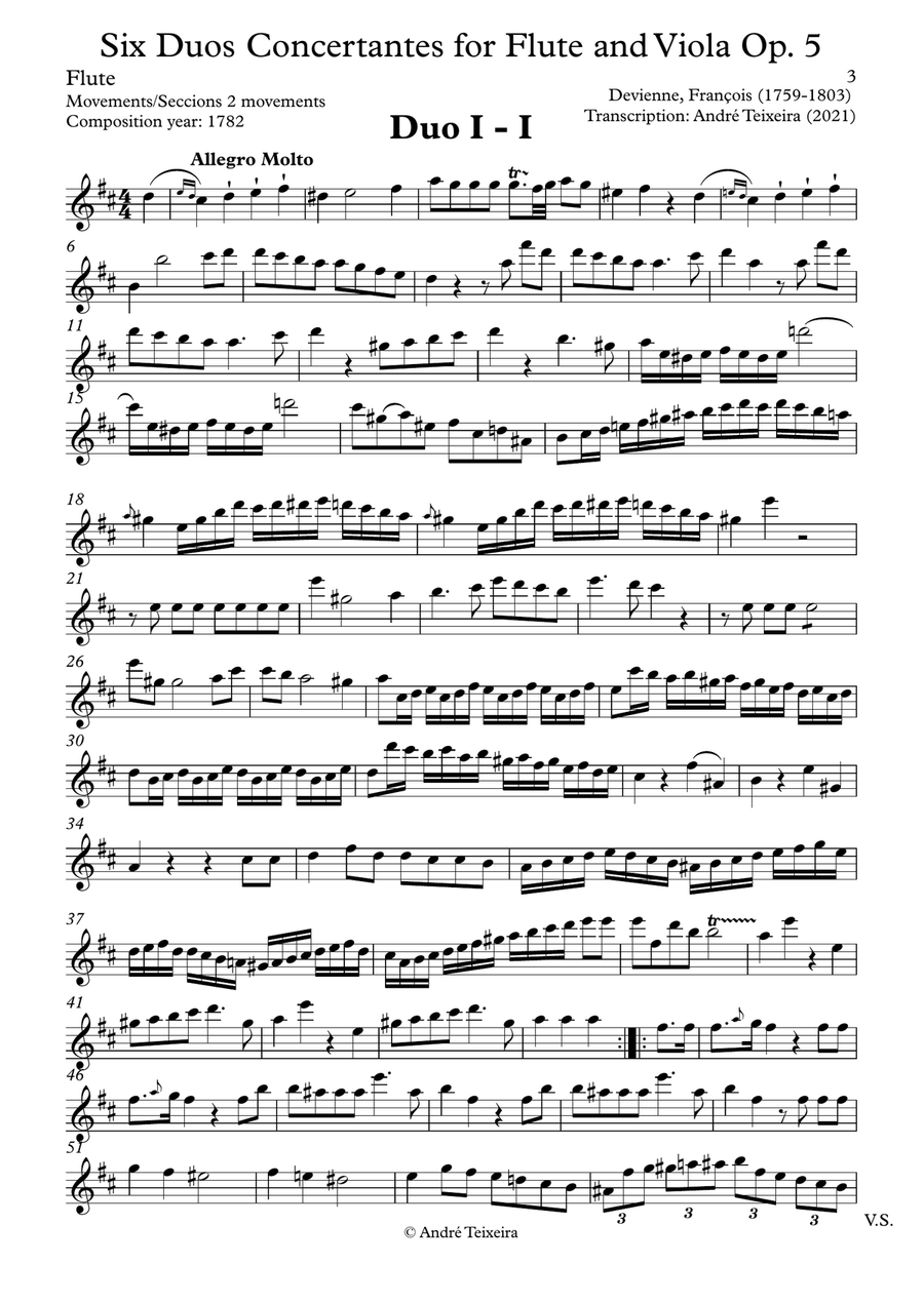 Six Duos Concertantes for Flute and Viola - Flute part Flute scores gallery preview page 3