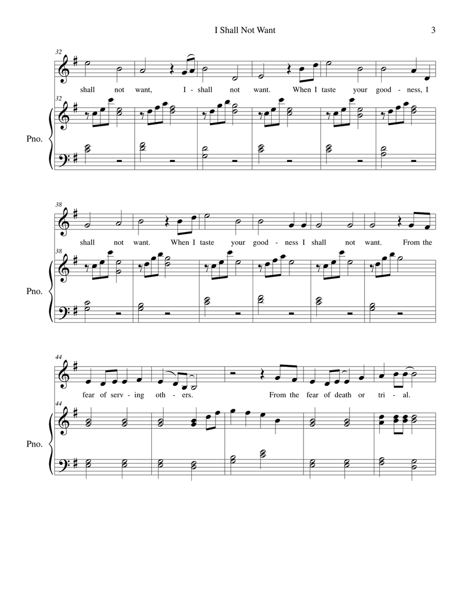 I Shall Not Want Choir scores gallery preview page 3