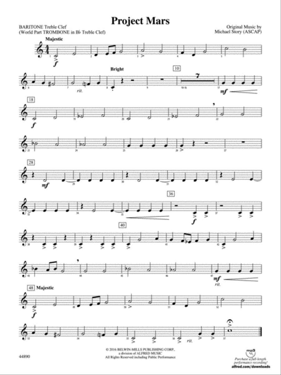 Project Mars: Baritone T.C. Concert Band scores gallery preview page 1