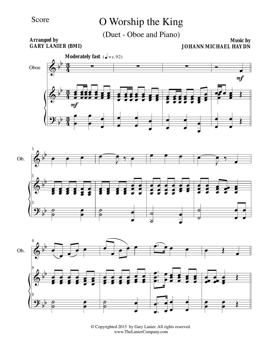 O WORSHIP THE KING (Duet – Oboe and Piano/Score and Parts) Woodwind Duet scores gallery preview page 2