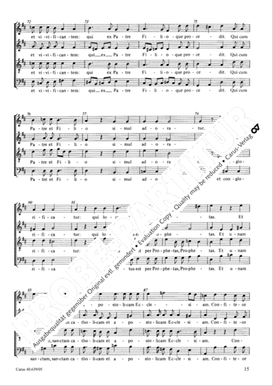Mass in D Major (Missa in D) 4-Part scores gallery preview page 16