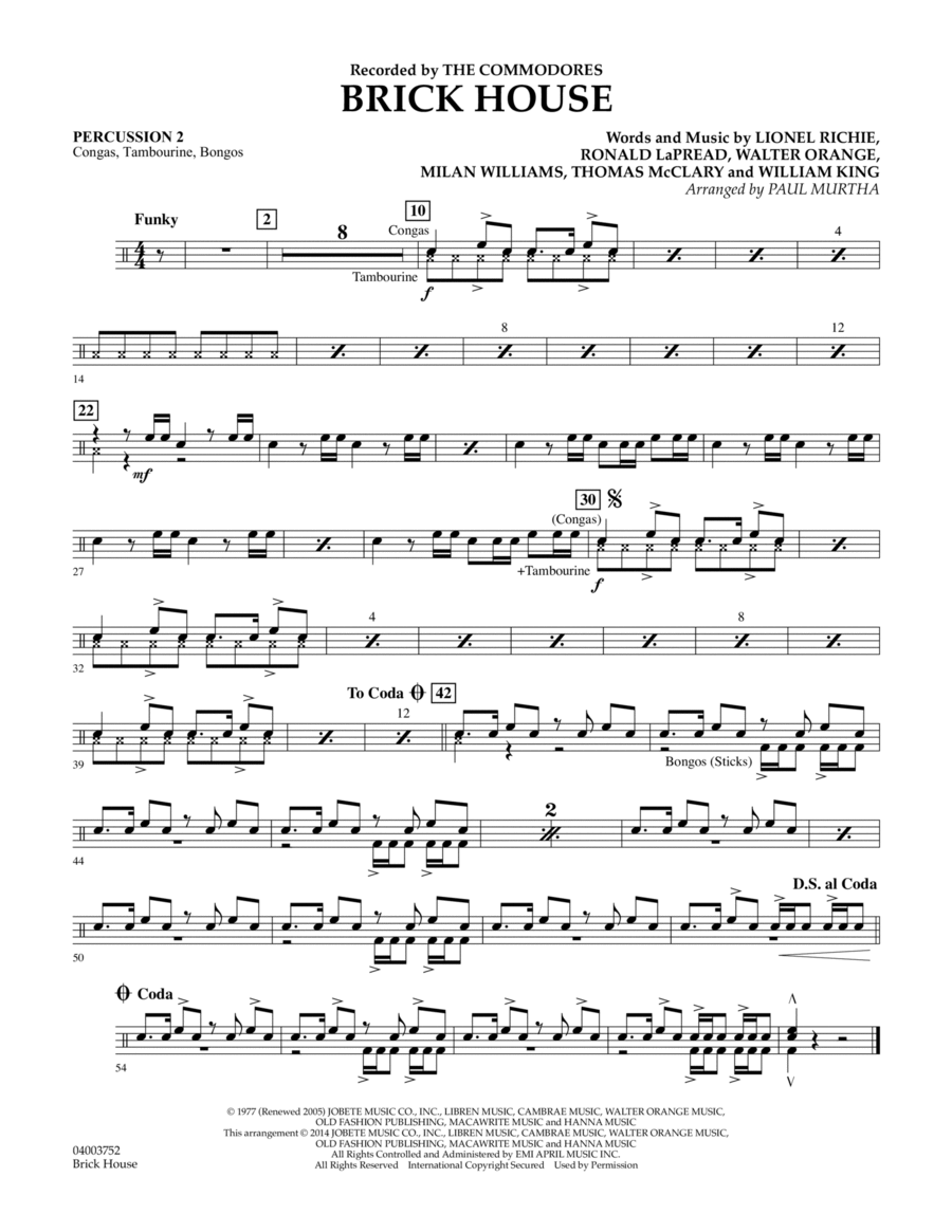 Brick House - Percussion 2 Concert Band scores gallery preview page 1