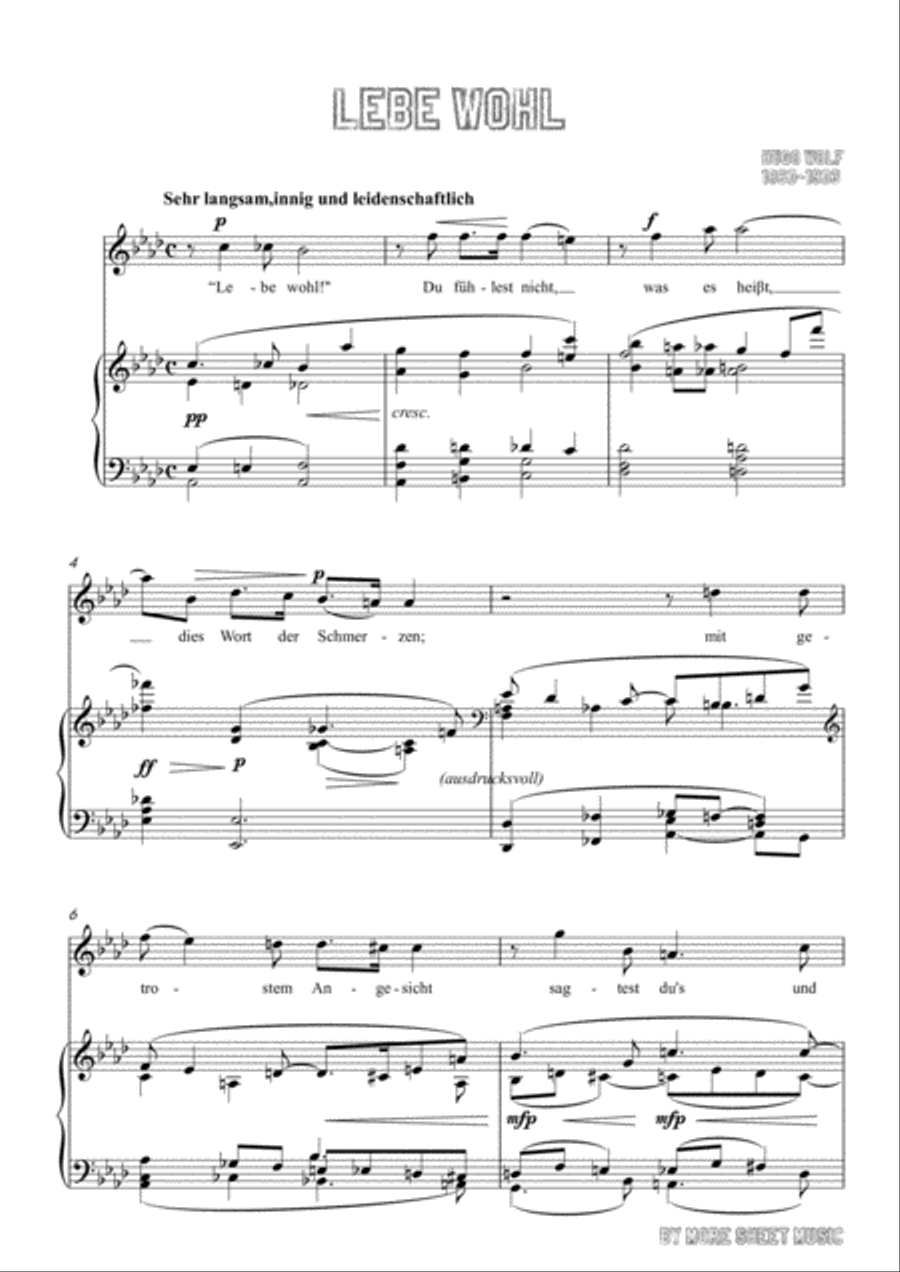 Wolf-Lebe wohl in A flat Major,for Voice and Piano Voice Solo scores gallery preview page 3
