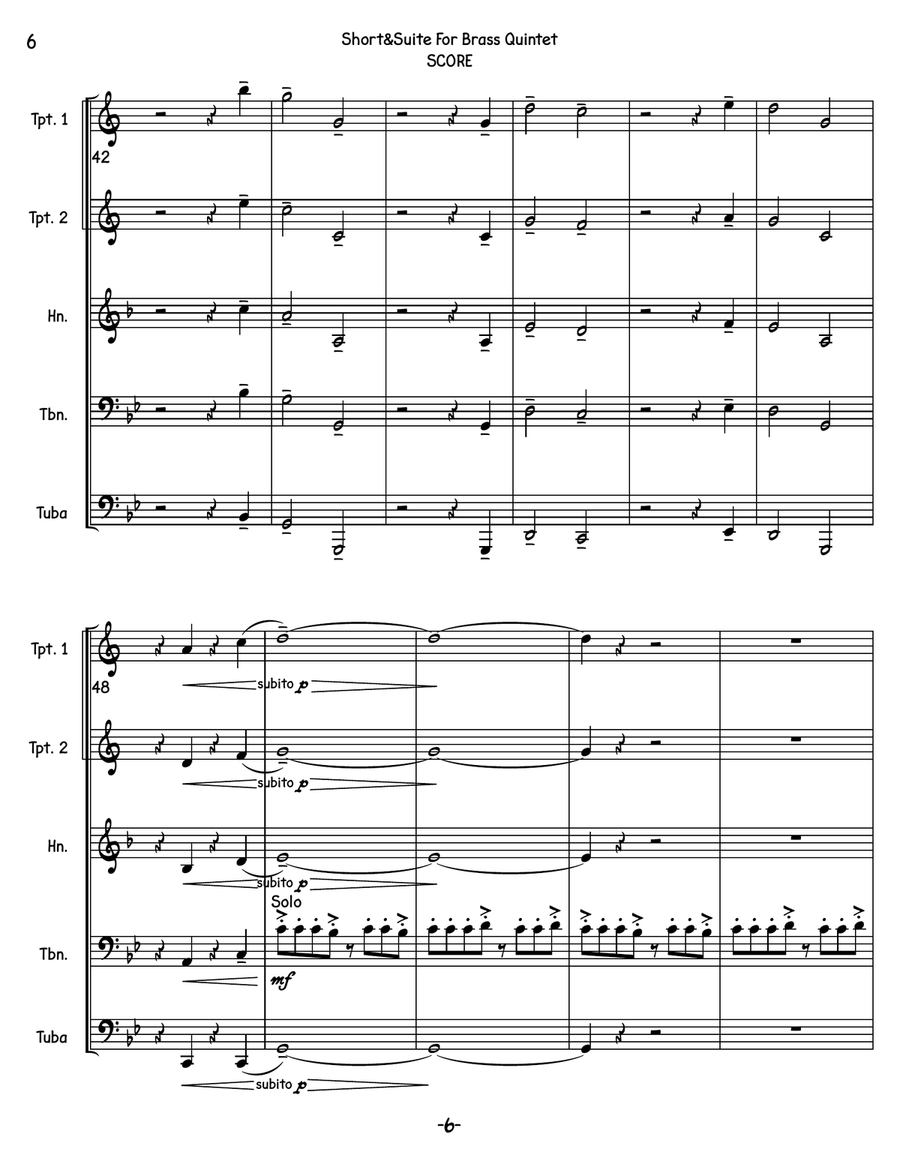 Short & Suite for Brass Quintet Brass Quintet scores gallery preview page 6