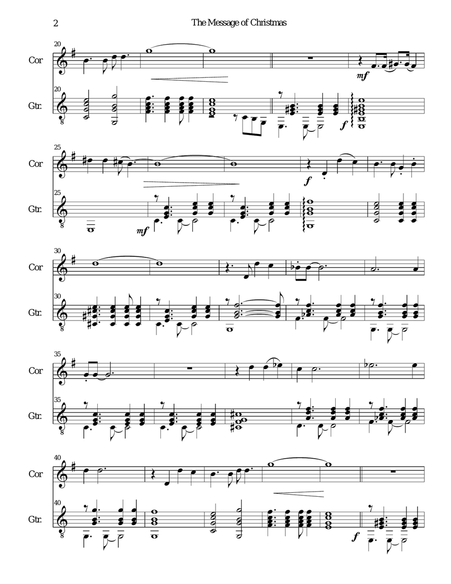 The Message of Christmas for cor anglais and guitar English Horn scores gallery preview page 2