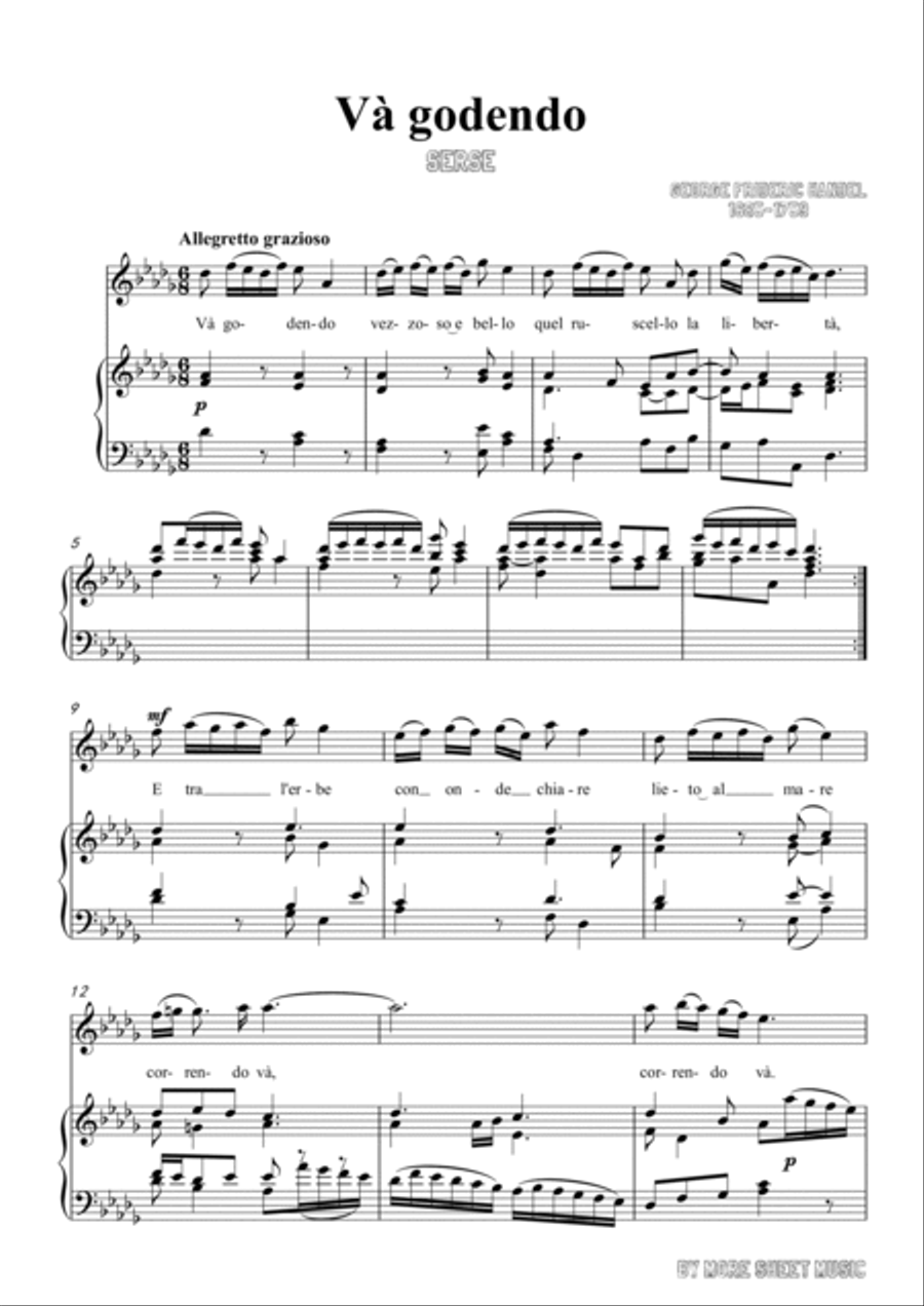 Handel-Và godendo in D flat Major,for Voice and Piano Voice Solo scores gallery preview page 3