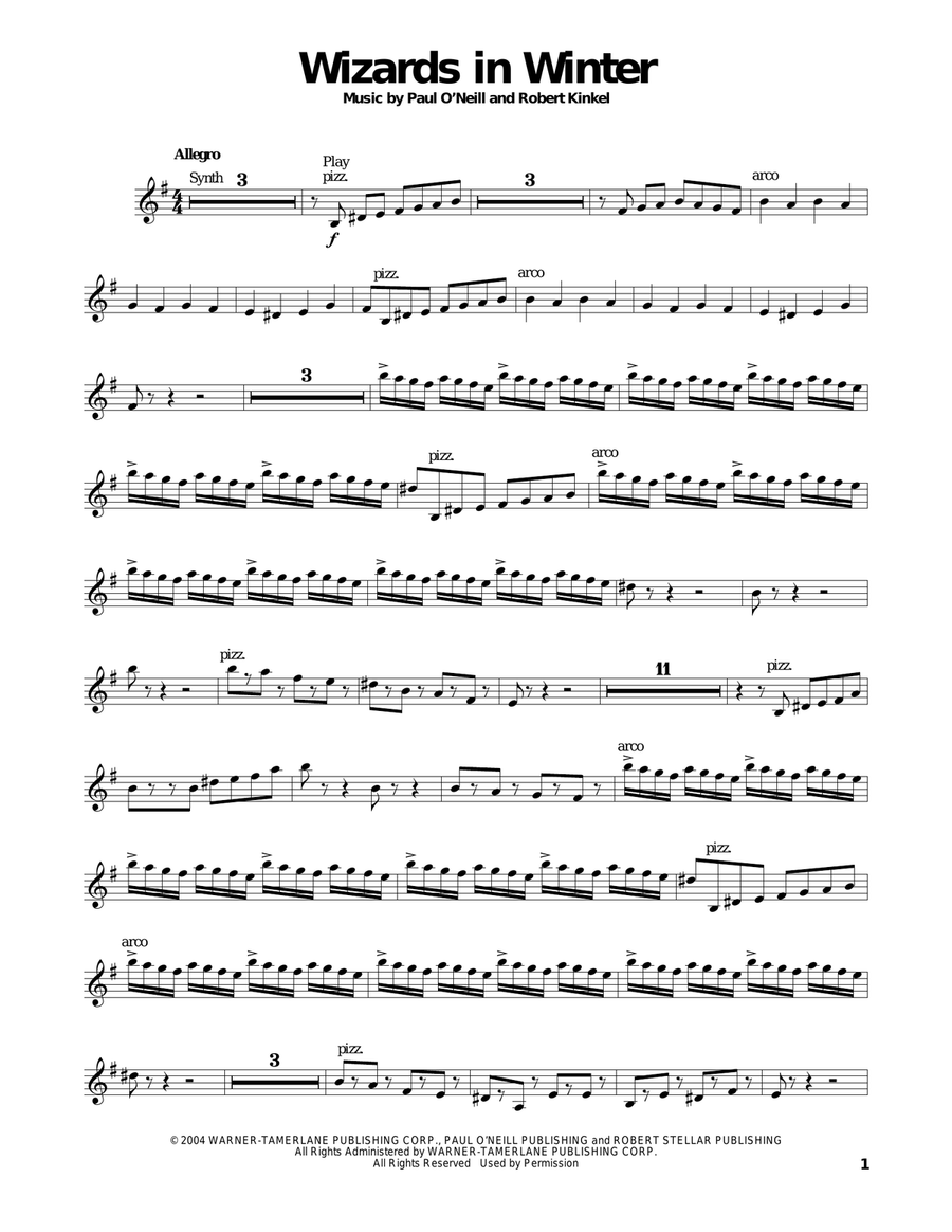 Wizards In Winter Wizards In Winter Violin Solo scores gallery preview page 1