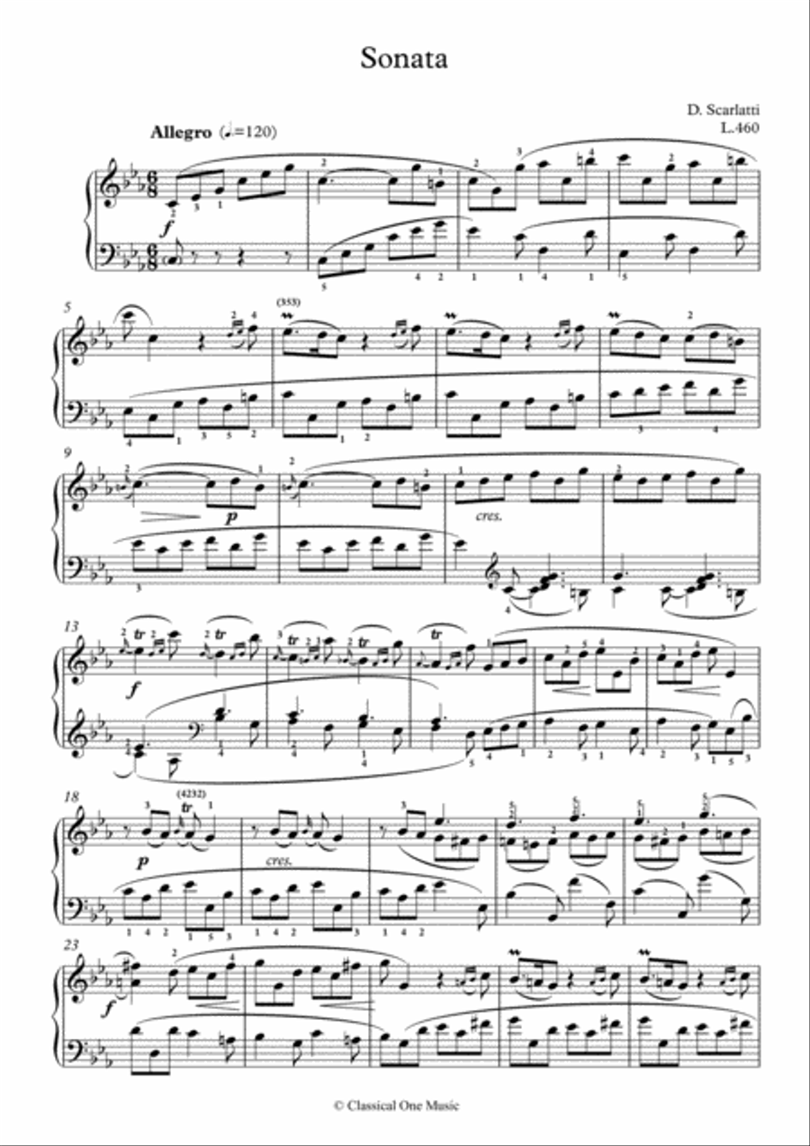 Scarlatti-Sonata in c-minor L.460 K.129(piano) Piano Solo scores gallery preview page 2