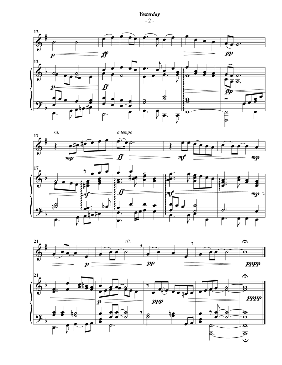 Yesterday B-Flat Trumpet scores gallery preview page 2