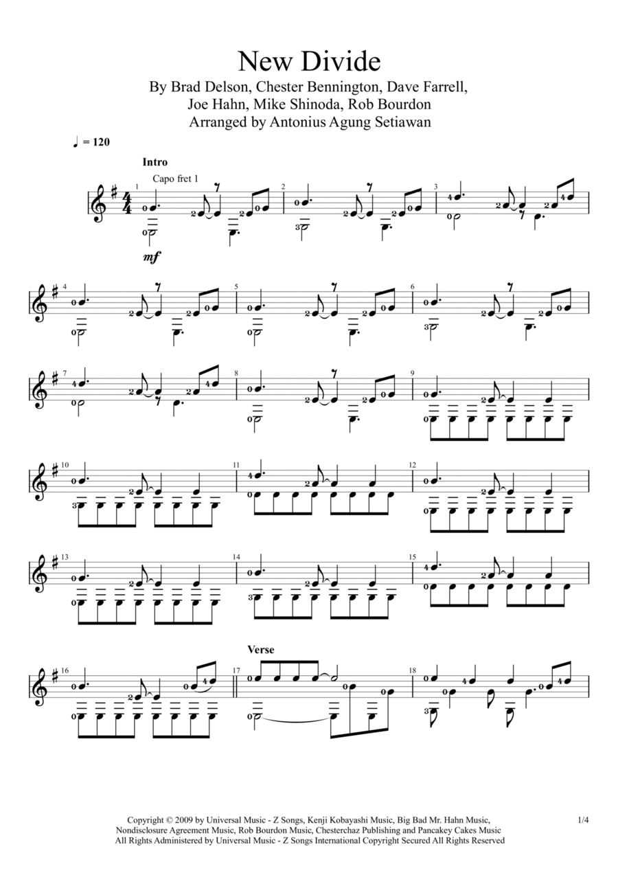 New Divide Guitar Solo scores gallery preview page 1