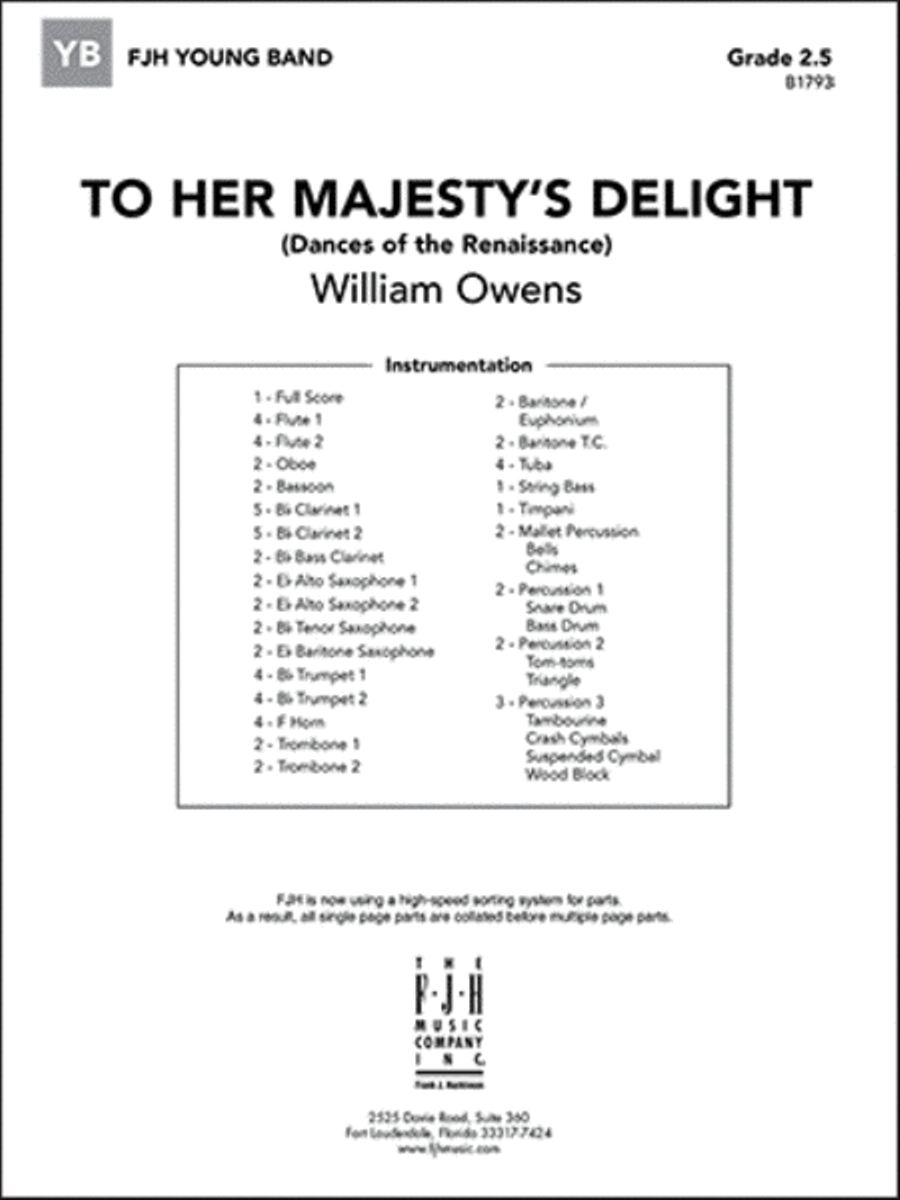 To Her Majesty's Delight Concert Band scores gallery preview page 1