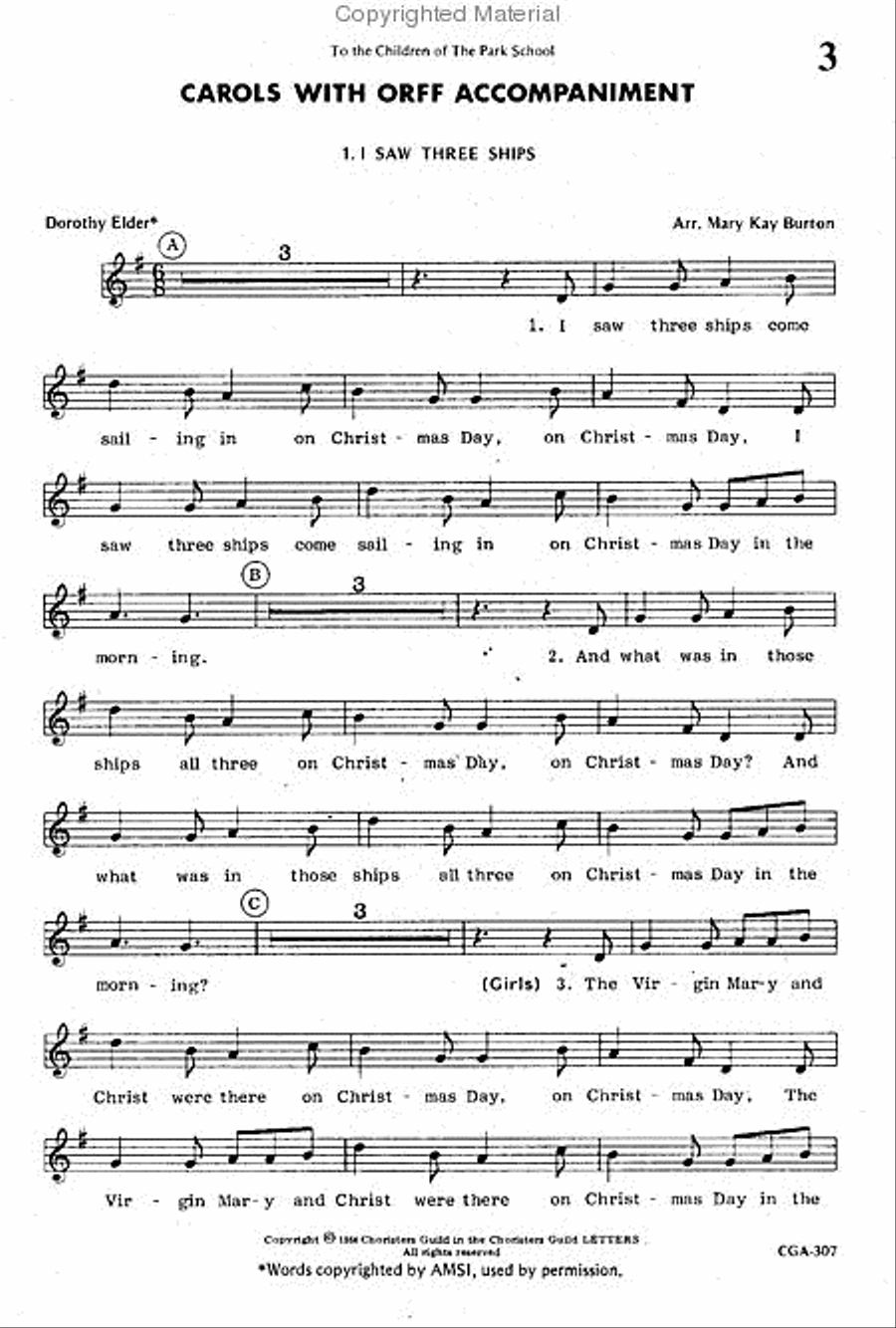 Carols with Orff Accompaniment 2-Part scores gallery preview page 2