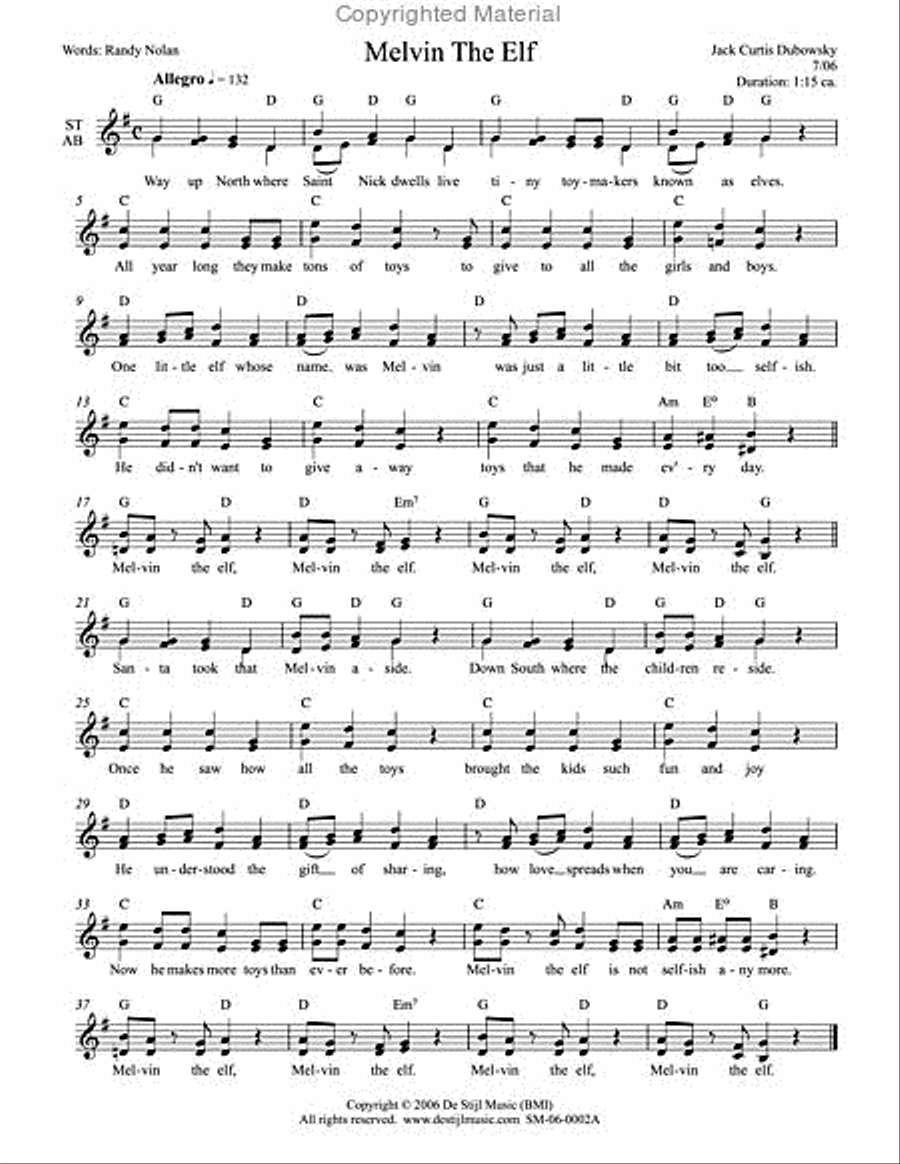 Melvin the Elf (2-part easy harmony) 2-Part scores gallery preview page 2
