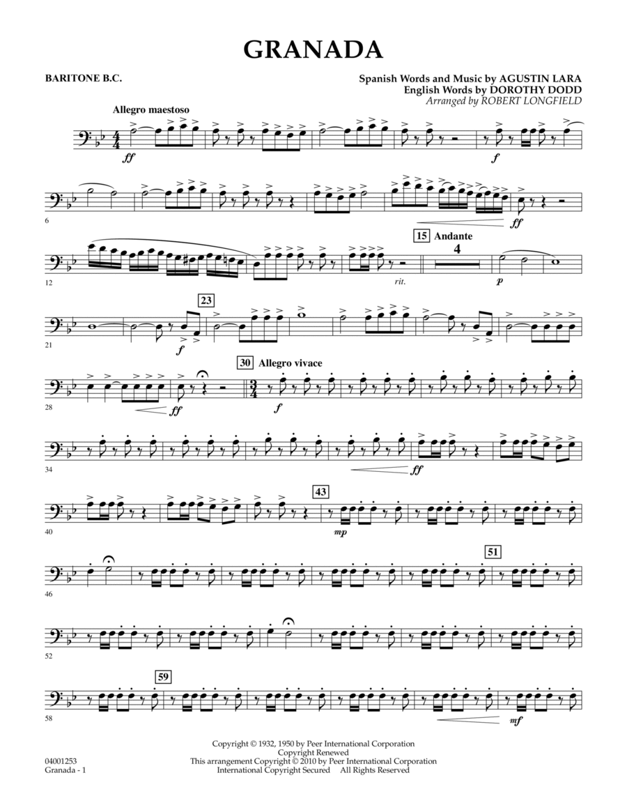 Granada - Baritone B.C. Concert Band scores gallery preview page 1