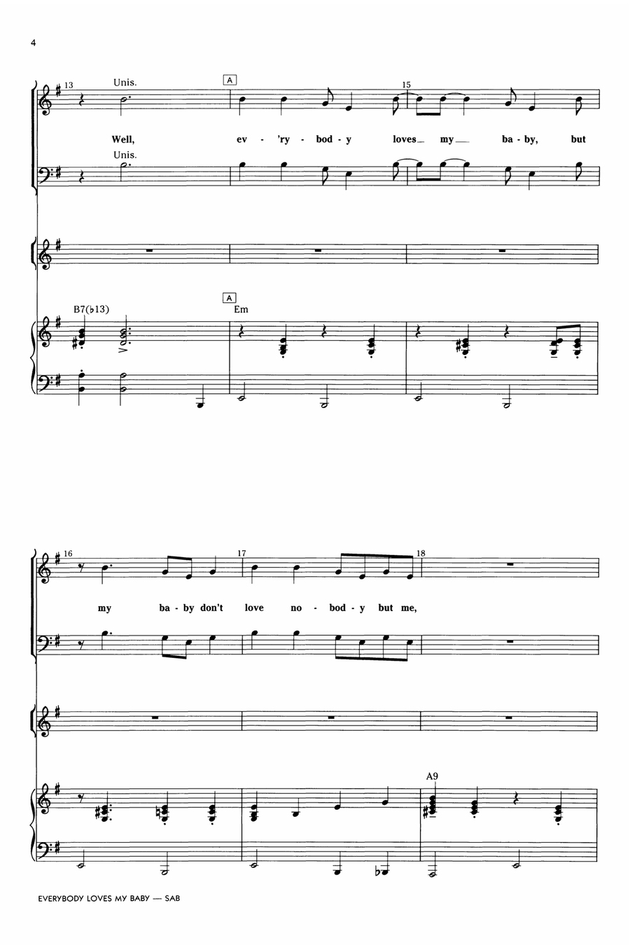 Everybody Loves My Baby (But My Baby Don't Love Nobody But Me) 3-Part scores gallery preview page 3