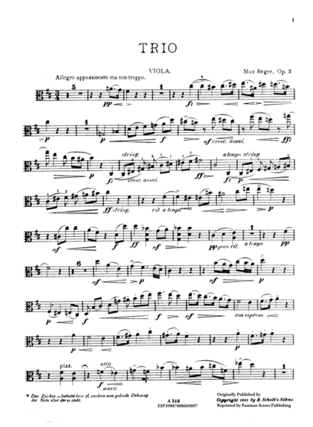 Trio, B minor, fur Klavier, Violine und Viola, Op. 2